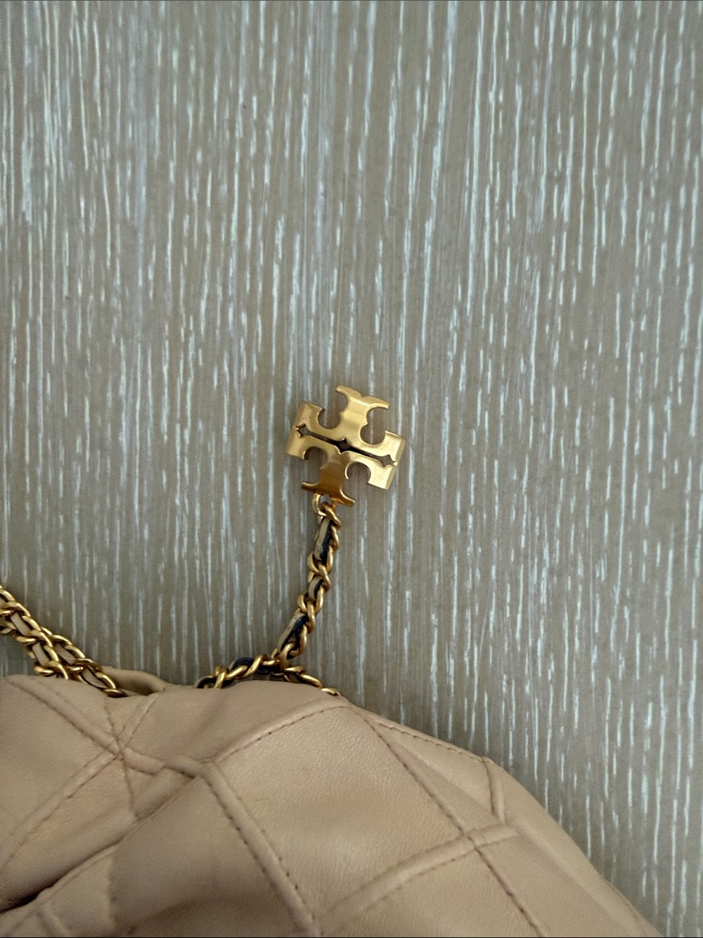 Tory Burch Fleming Mini Hobo Quilted Drawstring Leather Bag Vanilla Gold Chain - Picture 8 of 15